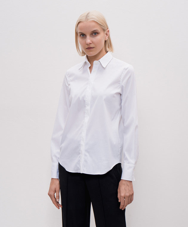 BRUNELLO CUCINELLI WOMEN'S WHITE COTTON BLEND SHIRT