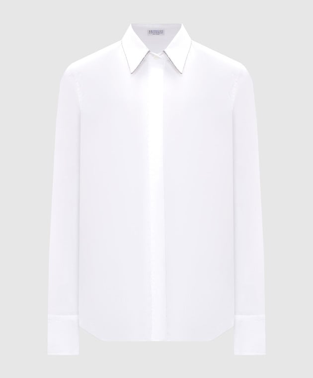 BRUNELLO CUCINELLI WOMEN'S WHITE COTTON STRETCH SHIRT