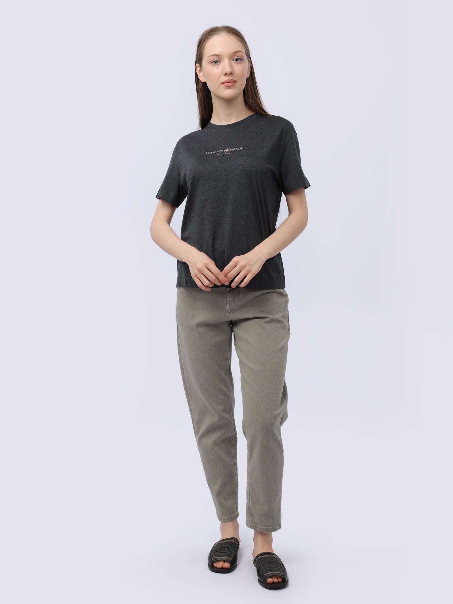 BRUNELLO CUCINELLI WOMEN'S DARK GREY COTTON SHIRT