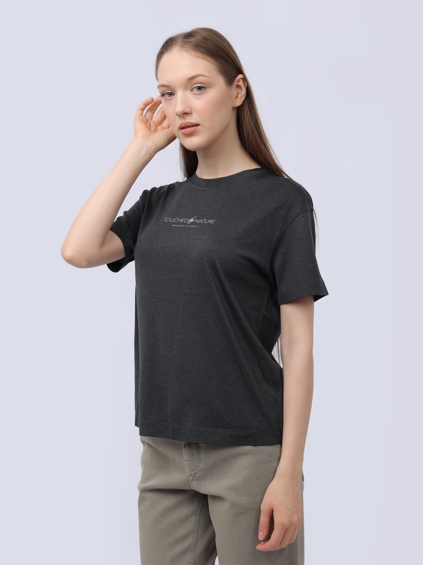 BRUNELLO CUCINELLI WOMEN'S DARK GREY COTTON SHIRT