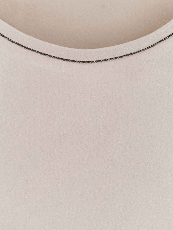 BRUNELLO CUCINELLI WOMEN'S LIGHT BEIGE SILK TANK SHIRT