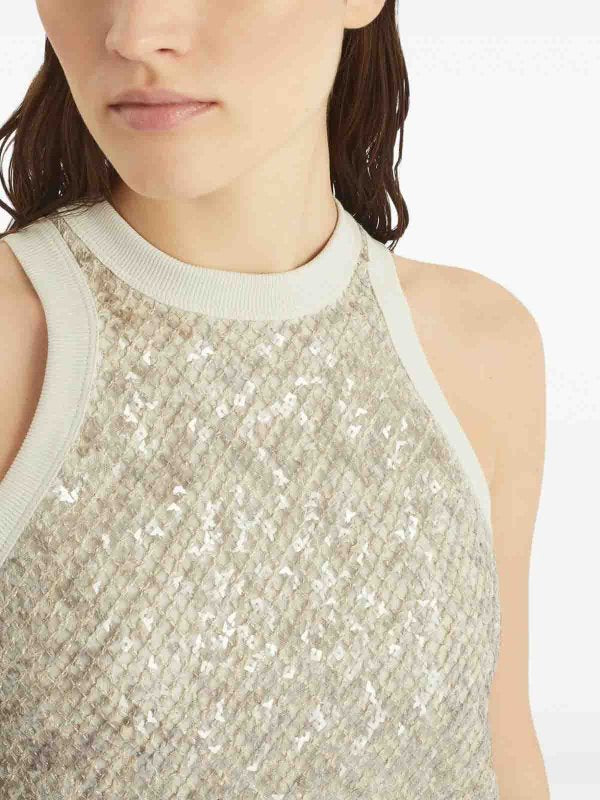BRUNELLO CUCINELLI WOMEN'S WARM WHITE SEQUINED SHIRT