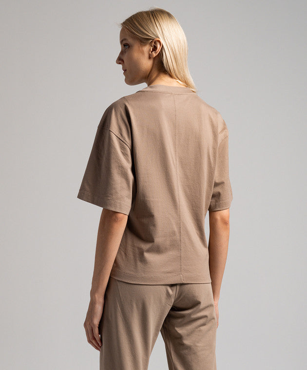 BRUNELLO CUCINELLI WOMEN'S TAUPE COTTON RELAXED SHIRT