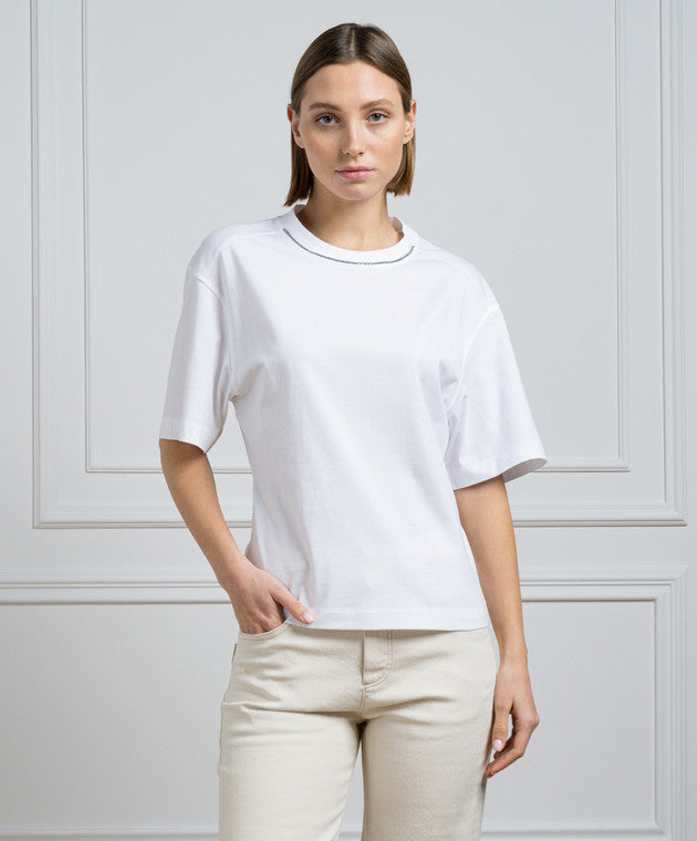BRUNELLO CUCINELLI WOMEN'S WHITE RELAXED COTTON SHIRT