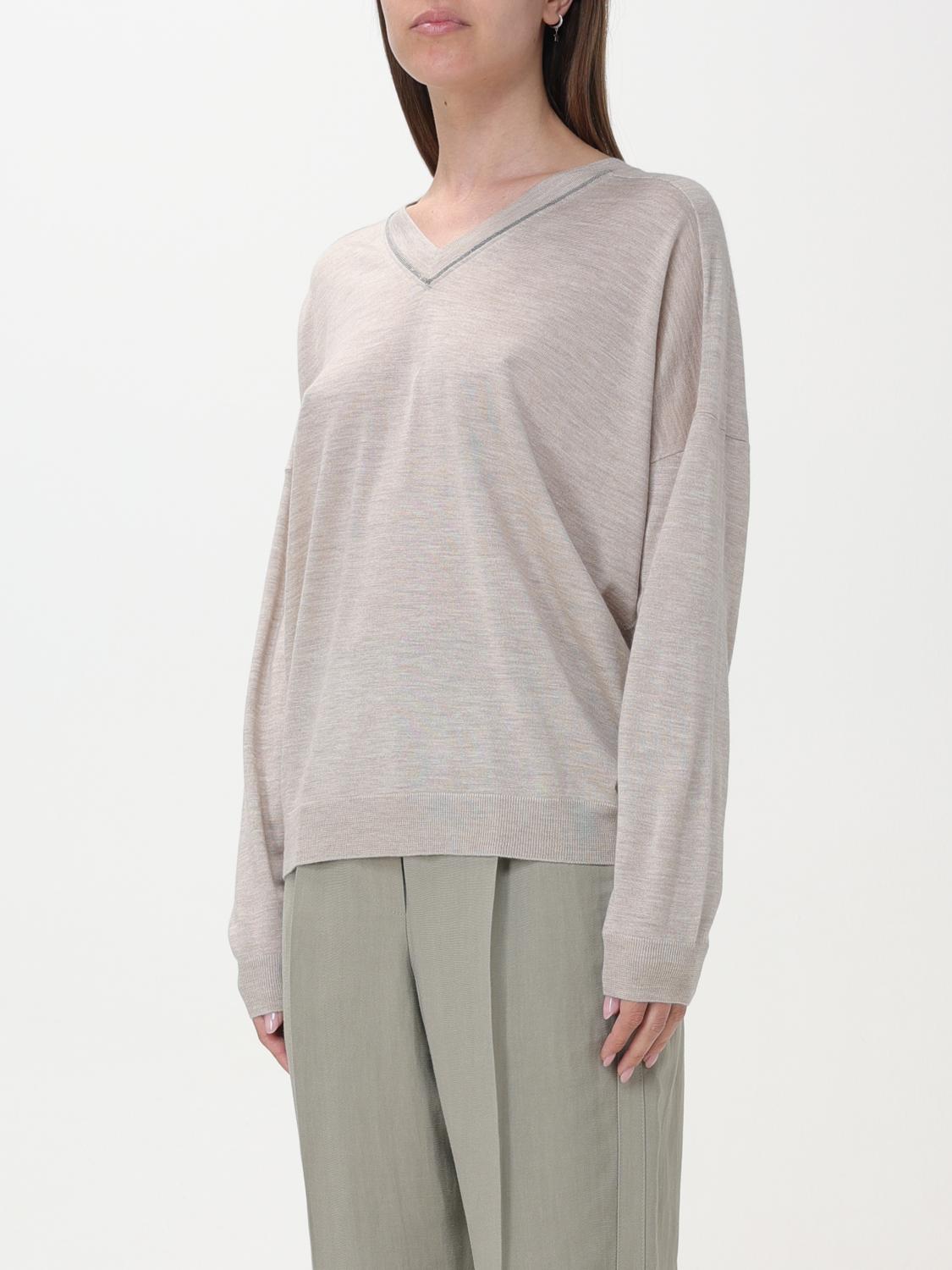 BRUNELLO CUCINELLI WOMEN'S LIGHT BEIGE WOOL SILK SHIRT