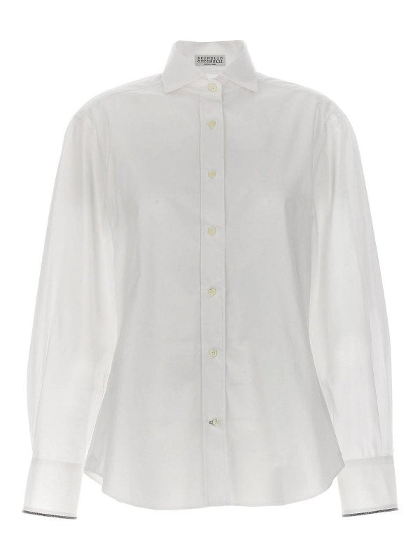 BRUNELLO CUCINELLI WOMEN'S WHITE TAILORED COTTON SHIRT