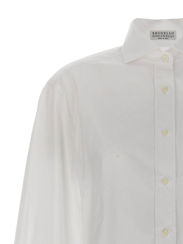 BRUNELLO CUCINELLI WOMEN'S WHITE TAILORED COTTON SHIRT
