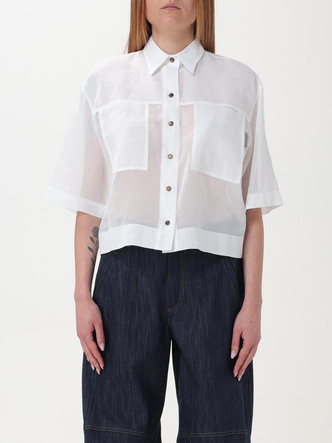 BRUNELLO CUCINELLI WOMEN'S WHITE OVERSIZED COTTON SHIRT