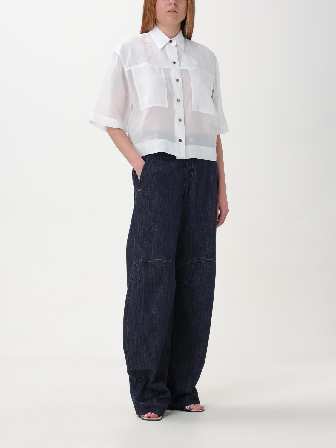 BRUNELLO CUCINELLI WOMEN'S WHITE OVERSIZED COTTON SHIRT
