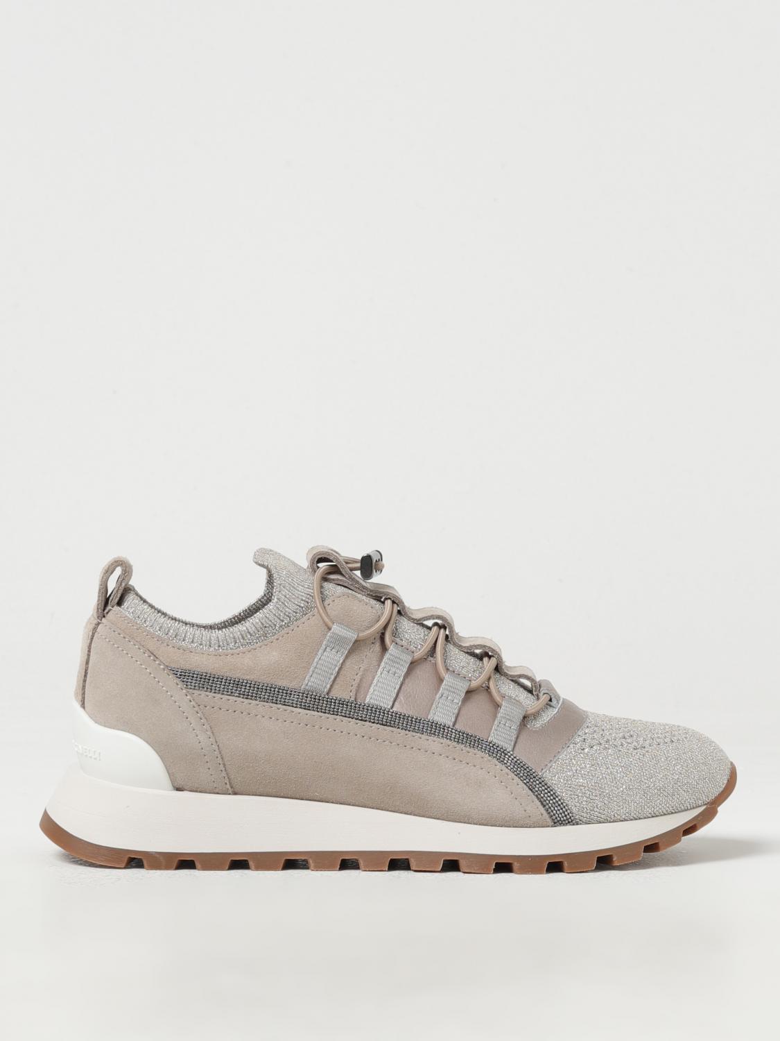 BRUNELLO CUCINELLI WOMEN'S LIGHT BEIGE LEATHER SNEAKERS
