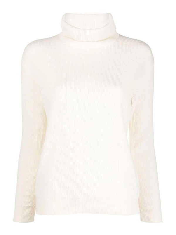 BRUNELLO CUCINELLI WOMEN'S WHITE WOOL TURTLENECK SWEATER