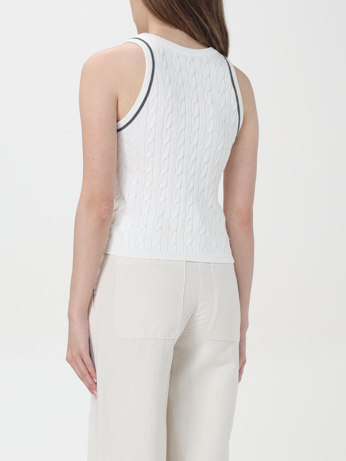 BRUNELLO CUCINELLI WOMEN'S WHITE CABLE KNIT SWEATER
