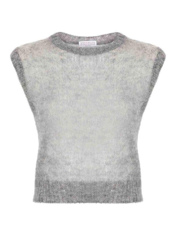 BRUNELLO CUCINELLI WOMEN'S LIGHT GREY WOOL SWEATER