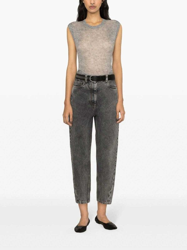 BRUNELLO CUCINELLI WOMEN'S LIGHT GREY WOOL SWEATER
