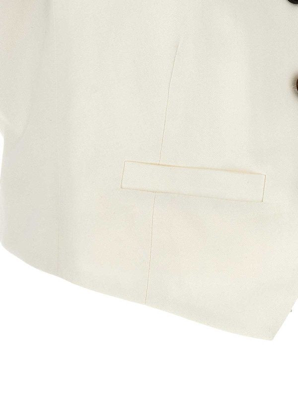 BRUNELLO CUCINELLI WOMEN'S OFF WHITE LINEN BLEND VEST