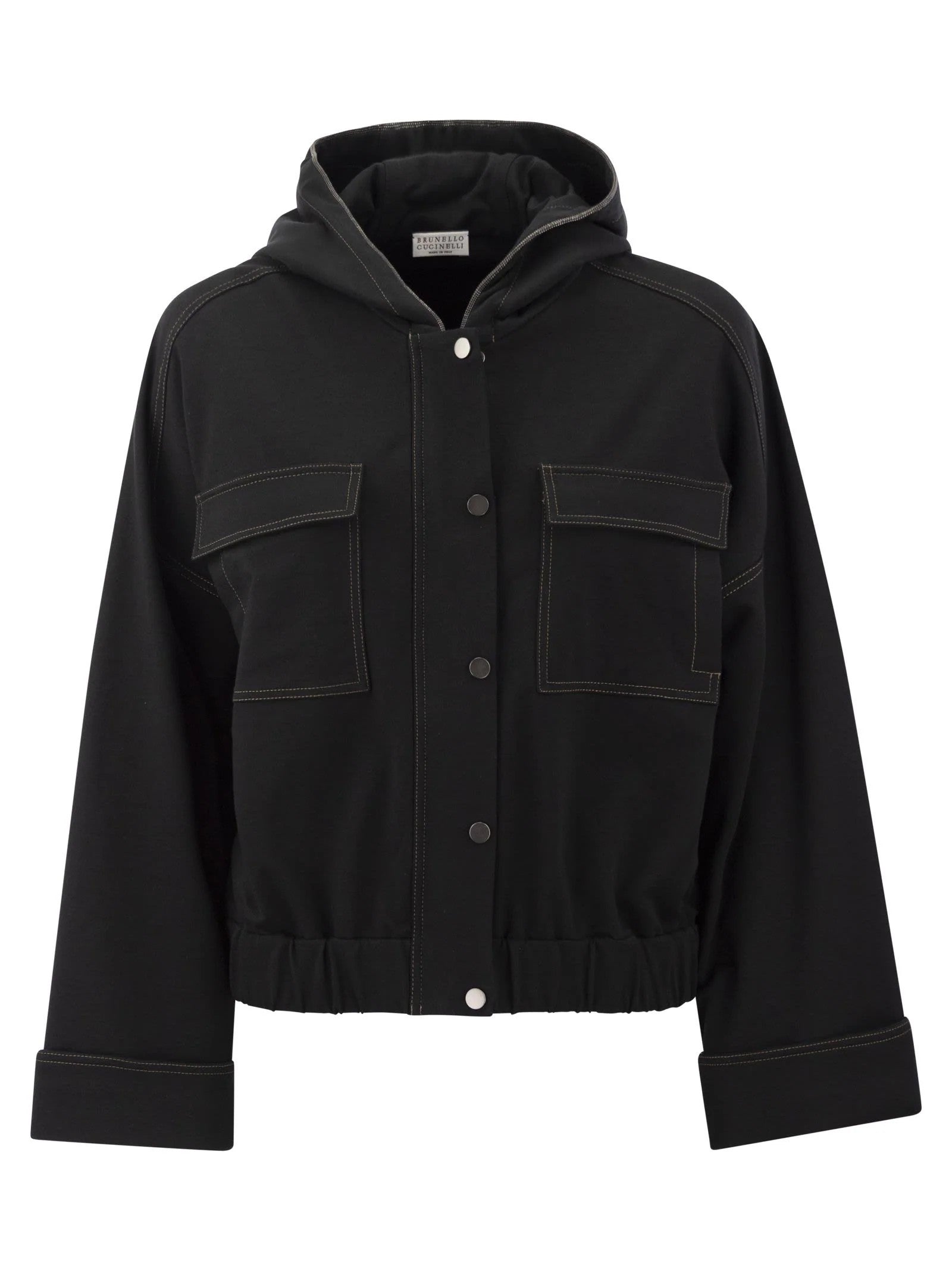 BRUNELLO CUCINELLI WOMEN'S BLACK CROPPED HOODED JACKET