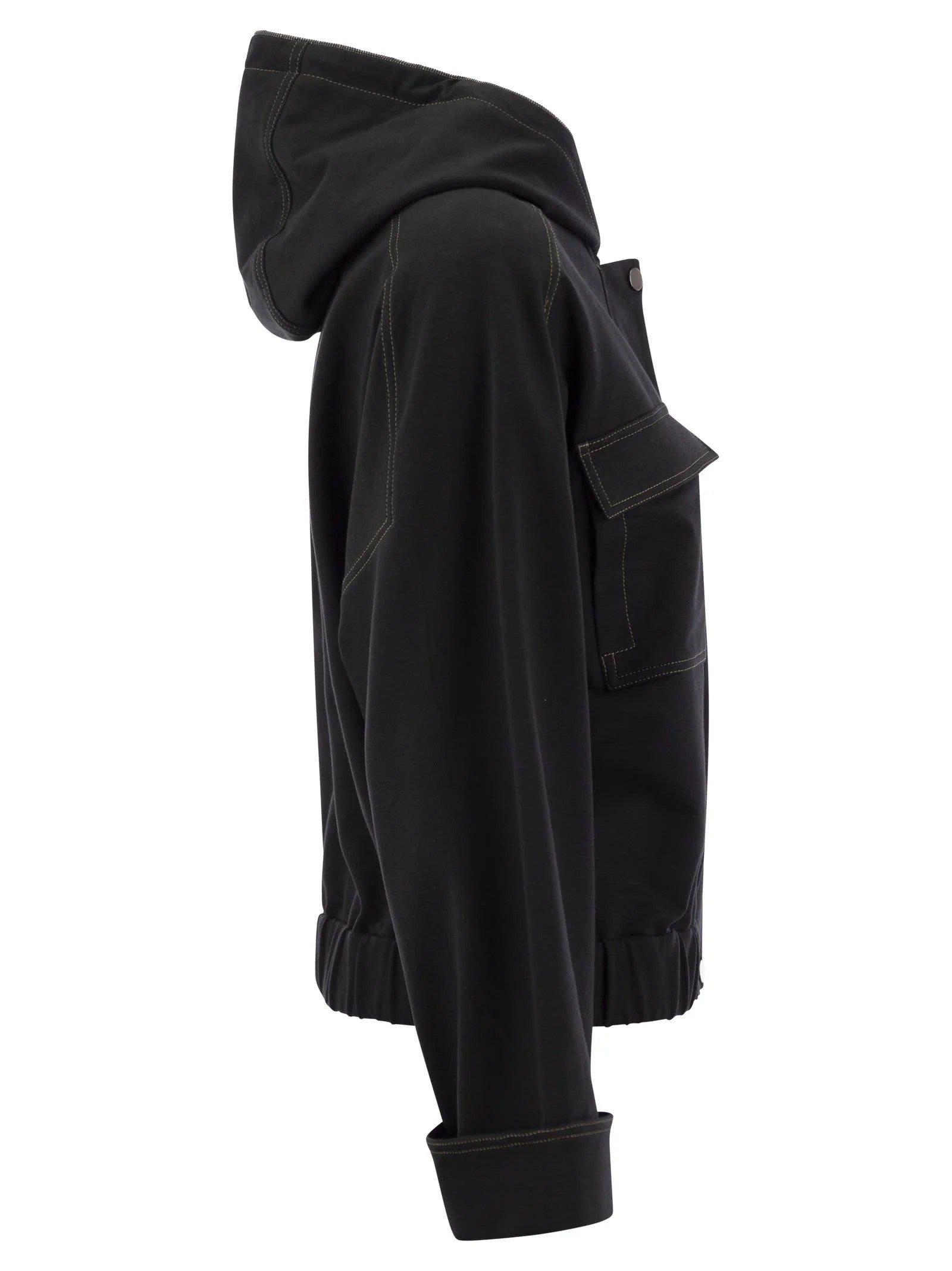 BRUNELLO CUCINELLI WOMEN'S BLACK CROPPED HOODED JACKET