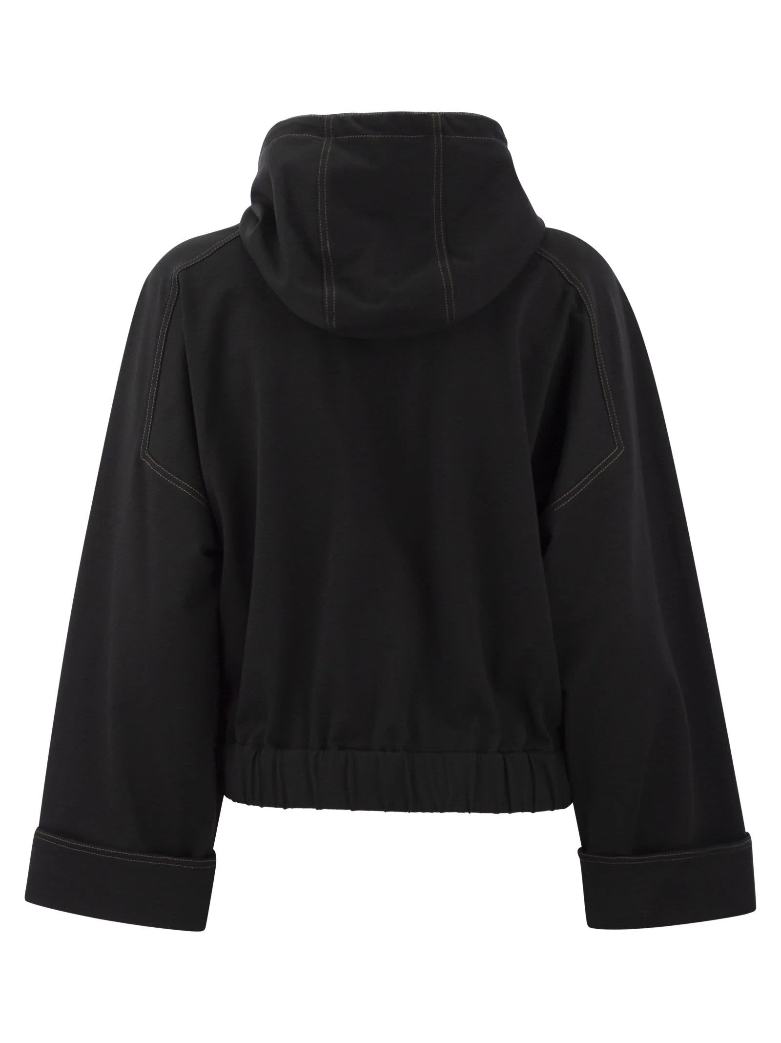 BRUNELLO CUCINELLI WOMEN'S BLACK CROPPED HOODED JACKET
