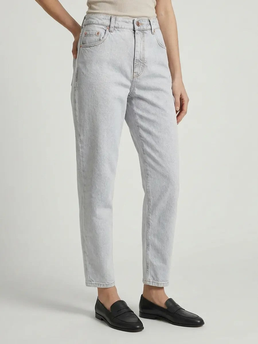 BRUNELLO CUCINELLI WOMEN'S STONE DENIM TAPERED TROUSERS