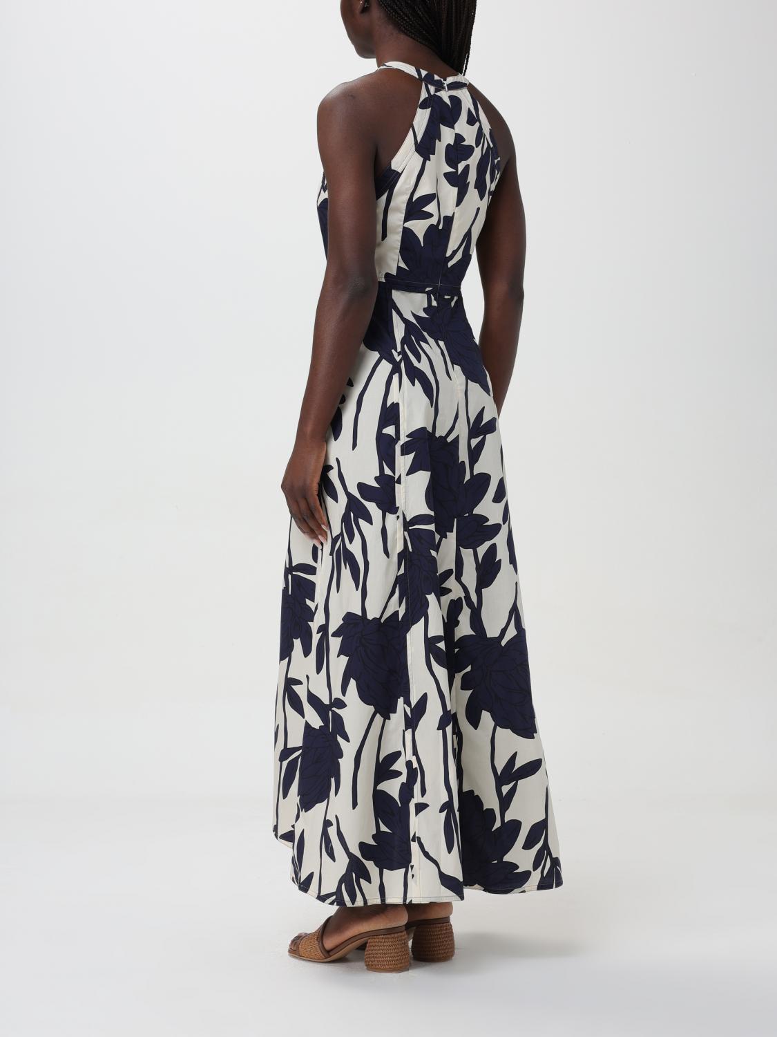 BRUNELLO CUCINELLI WOMEN'S BLUE FLORAL COTTON HALTER DRESS