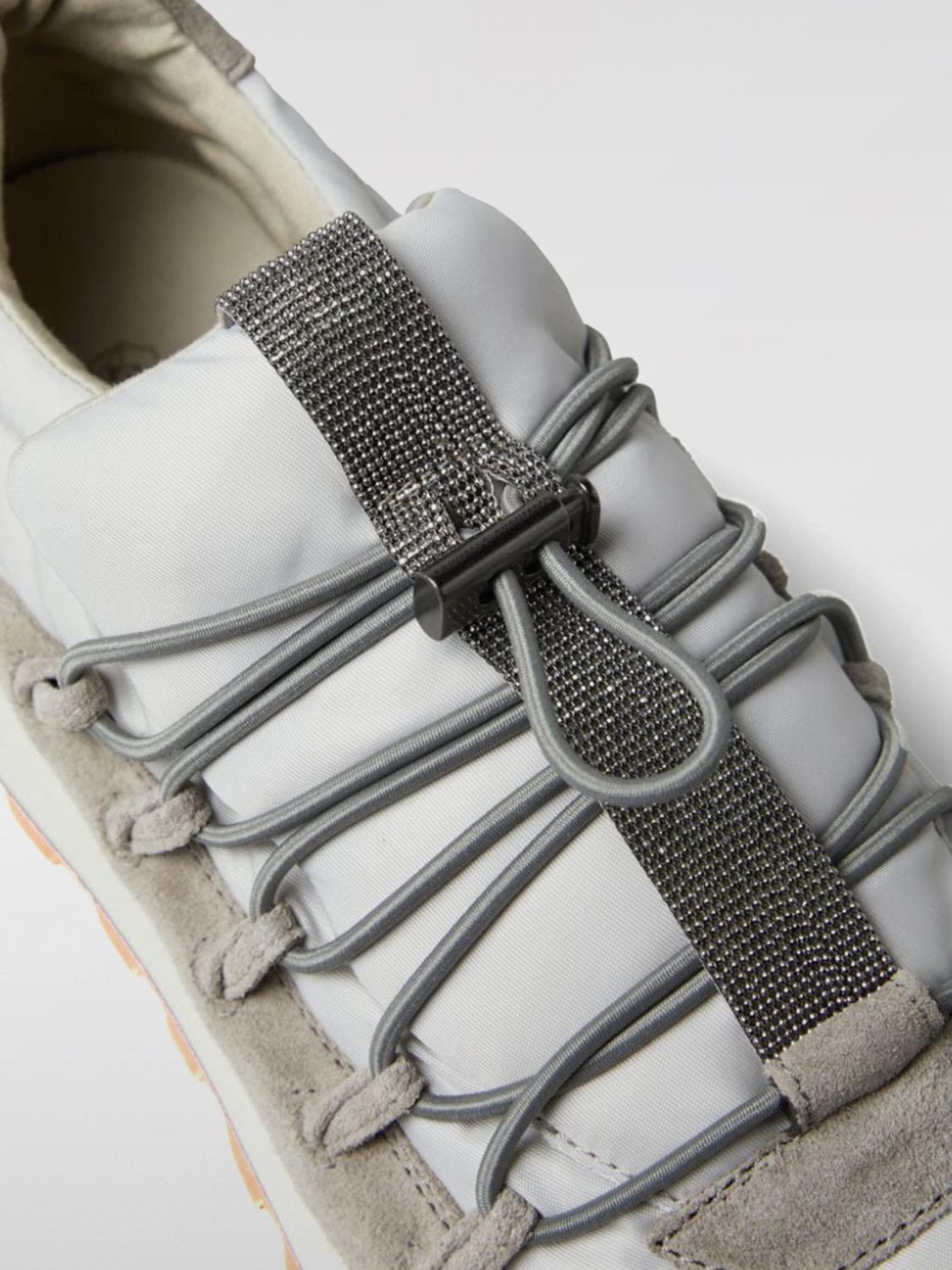 BRUNELLO CUCINELLI WOMEN'S LIGHT GREY LEATHER SNEAKERS