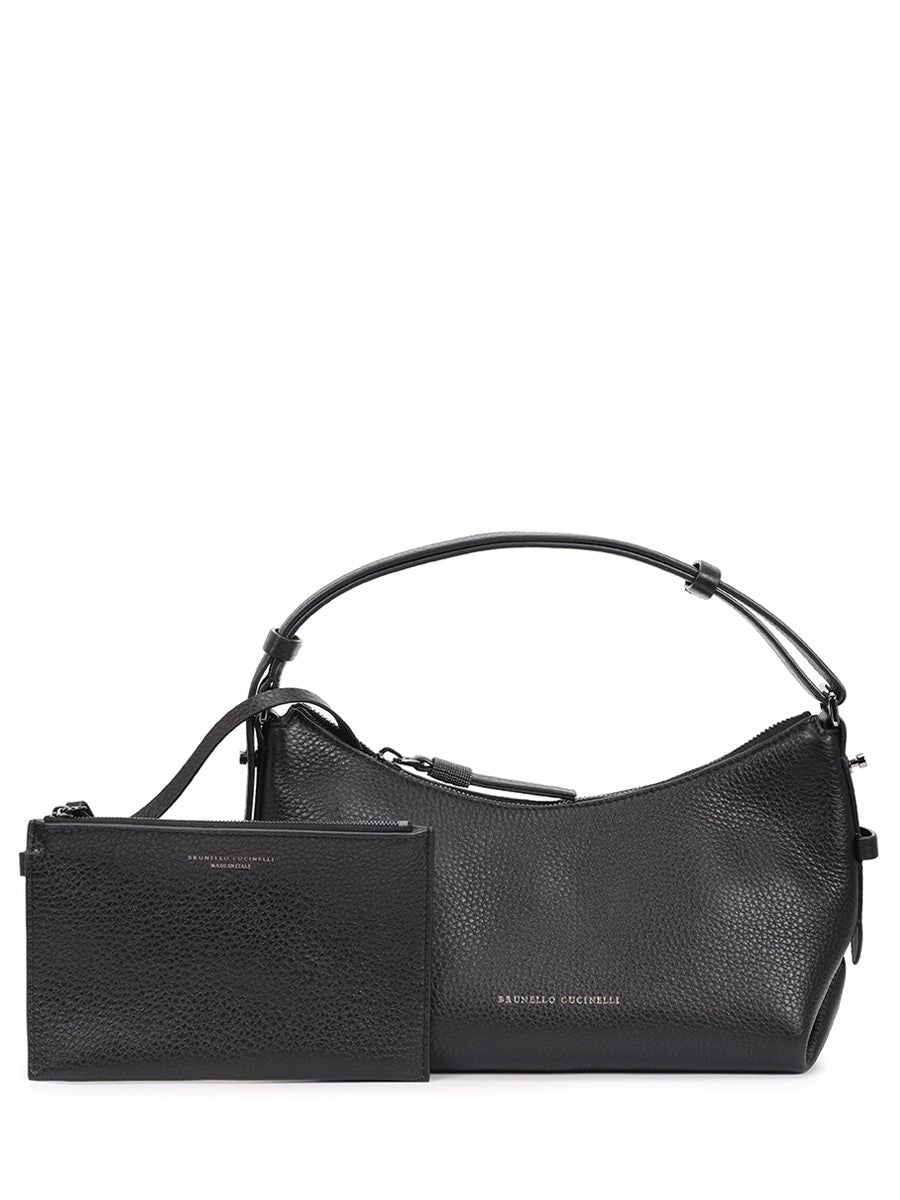 BRUNELLO CUCINELLI WOMEN'S BLACK LEATHER SHOULDER BAG
