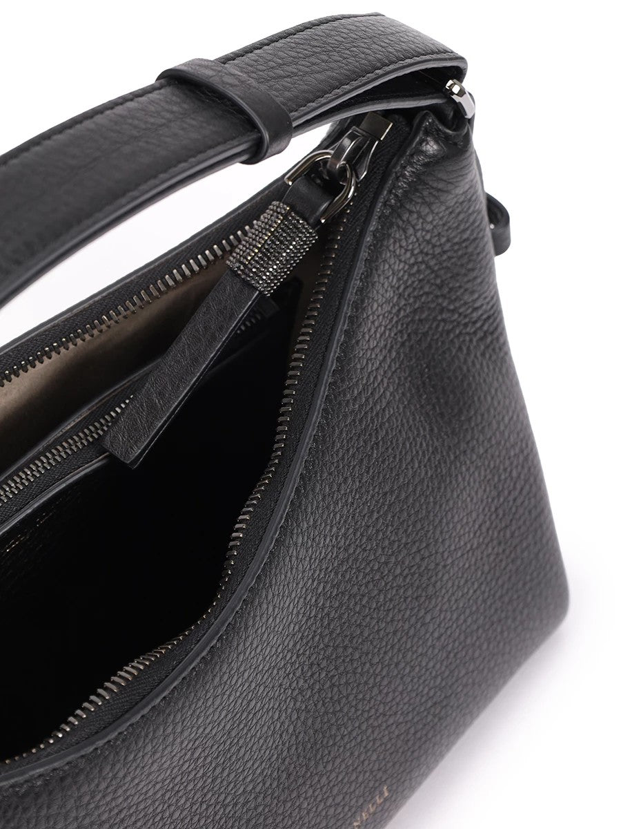 BRUNELLO CUCINELLI WOMEN'S BLACK LEATHER SHOULDER BAG