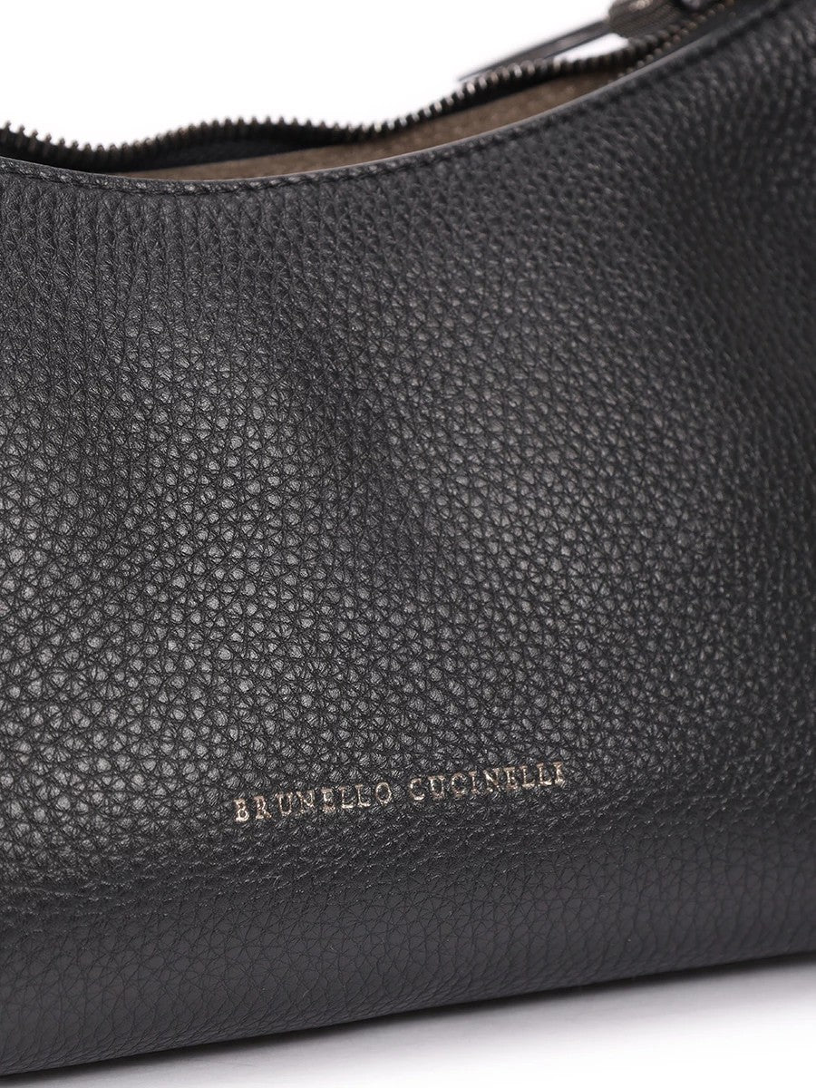 BRUNELLO CUCINELLI WOMEN'S BLACK LEATHER SHOULDER BAG