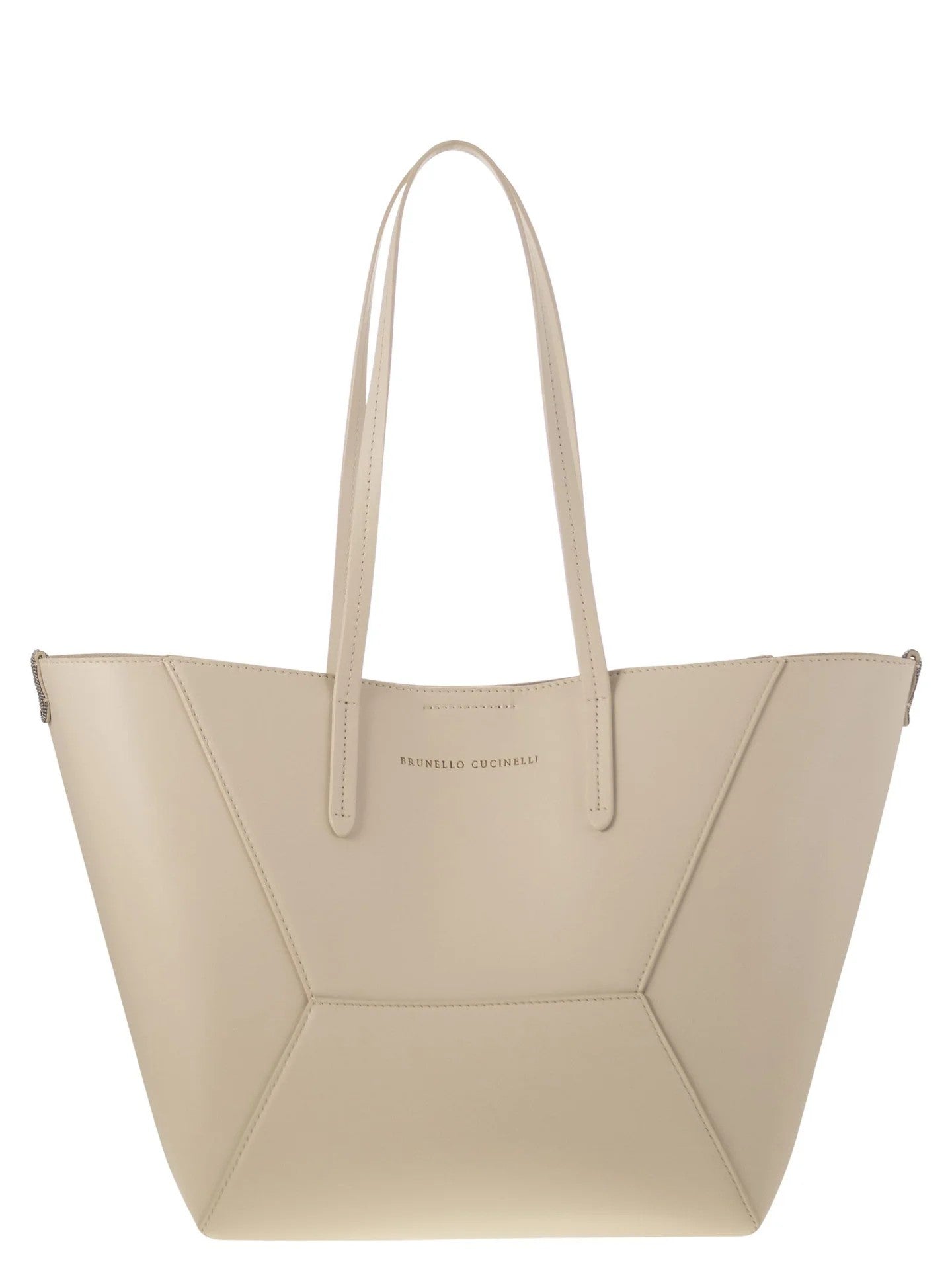 BRUNELLO CUCINELLI WOMEN'S AVORIO LEATHER STRUCTURED TOTE BAG