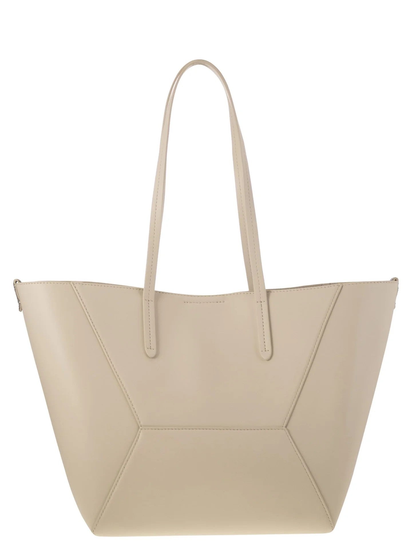 BRUNELLO CUCINELLI WOMEN'S AVORIO LEATHER STRUCTURED TOTE BAG