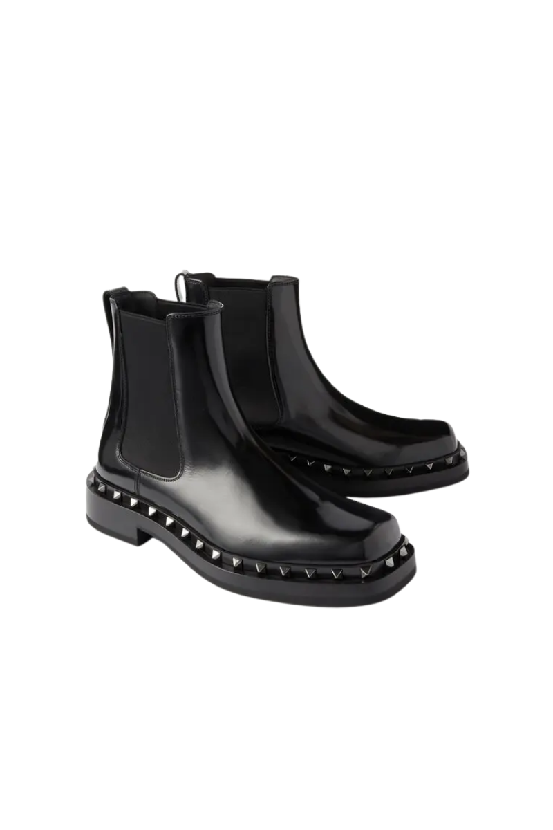 Valentino Garavani 50mm Rockstud M-Way Beatle Boots In Black