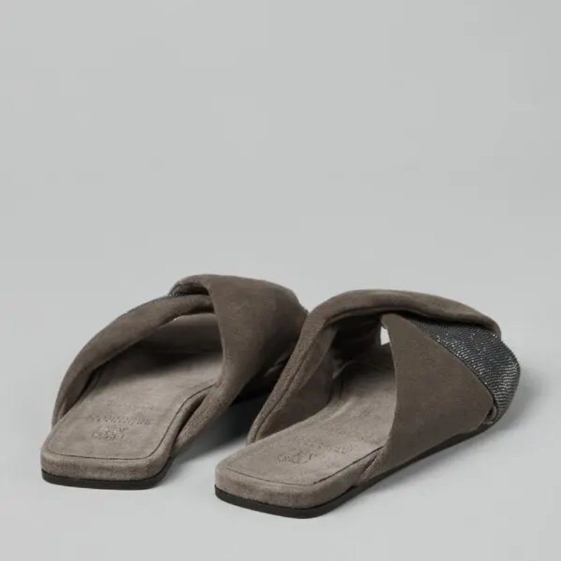 BRUNELLO CUCINELLI Suede Monili-trim Slides