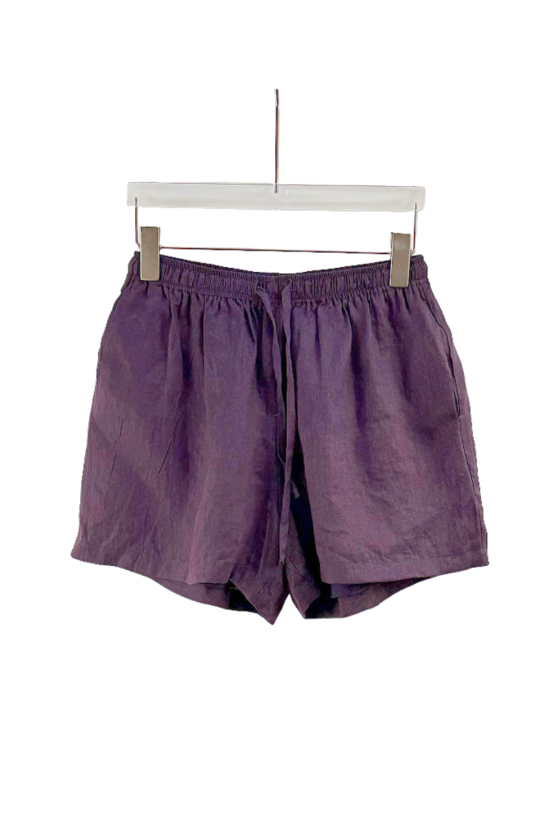 Max Simple Linen Shorts Dark Purple