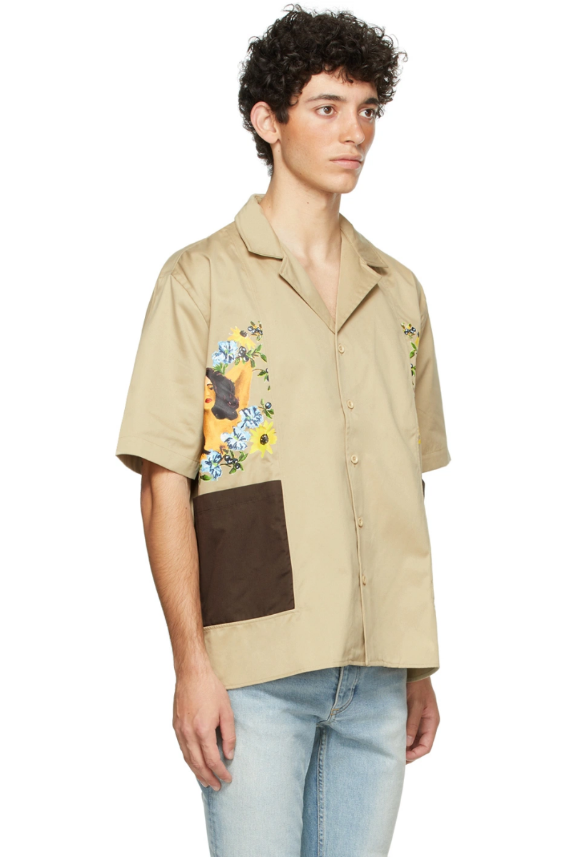 Rhude Beige Cigar Short Sleeve Shirt