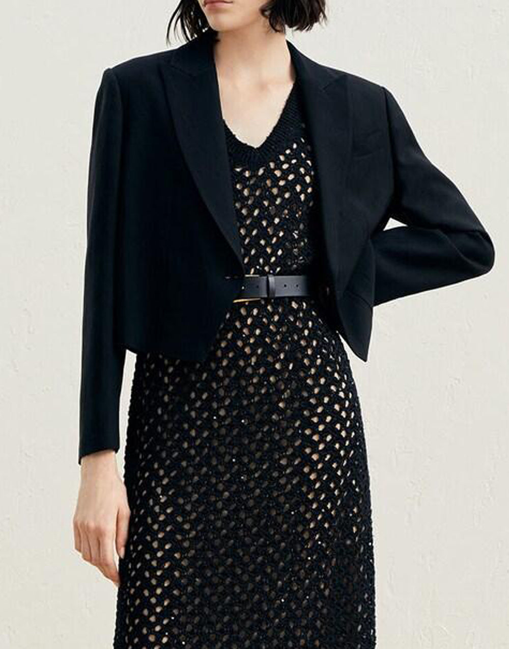 BRUNELLO CUCINELLI WOMEN'S BLACK CROPPED BLAZER