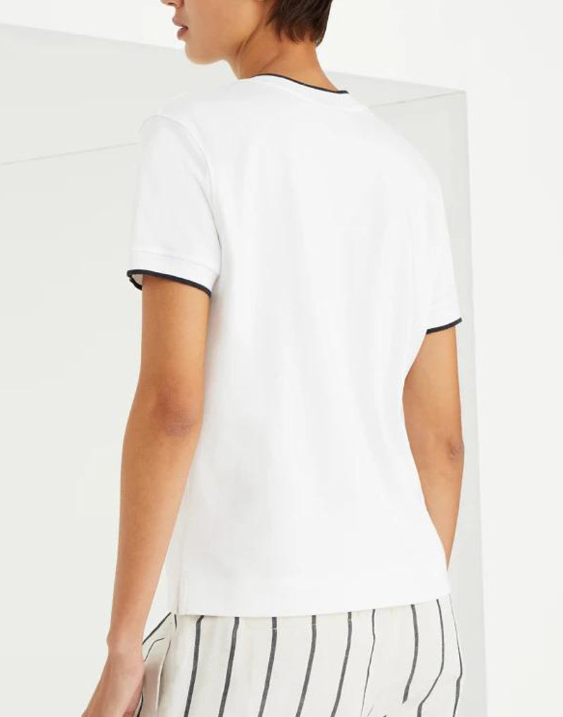 BRUNELLO CUCINELLI WOMEN'S WHITE COTTON CREW NECK T-SHIRT