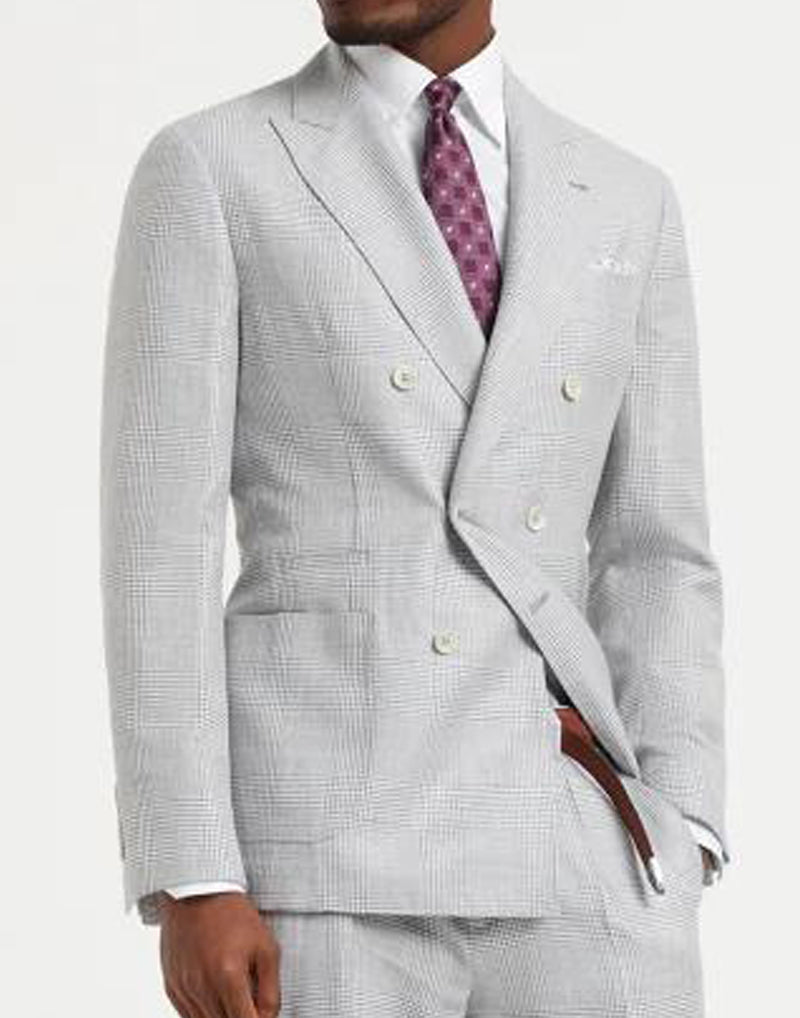 BRUNELLO CUCINELLI MEN'S LIGHT GREY WOOL LINEN SUIT