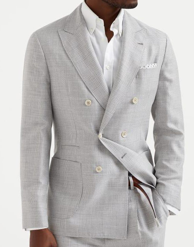 BRUNELLO CUCINELLI MEN'S PEARL WOOL LINEN DECONSTRUCTED SUIT