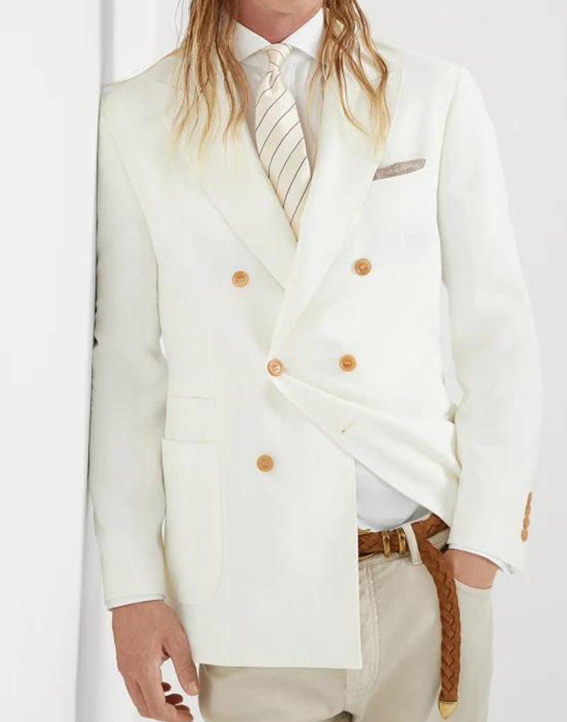 BRUNELLO CUCINELLI MEN'S WHITE LINEN DECONSTRUCTED BLAZER