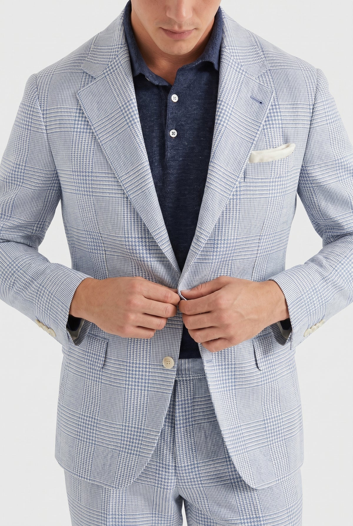BRUNELLO CUCINELLI MEN'S CELESTE LINEN WOOL DECONSTRUCTED BLAZER