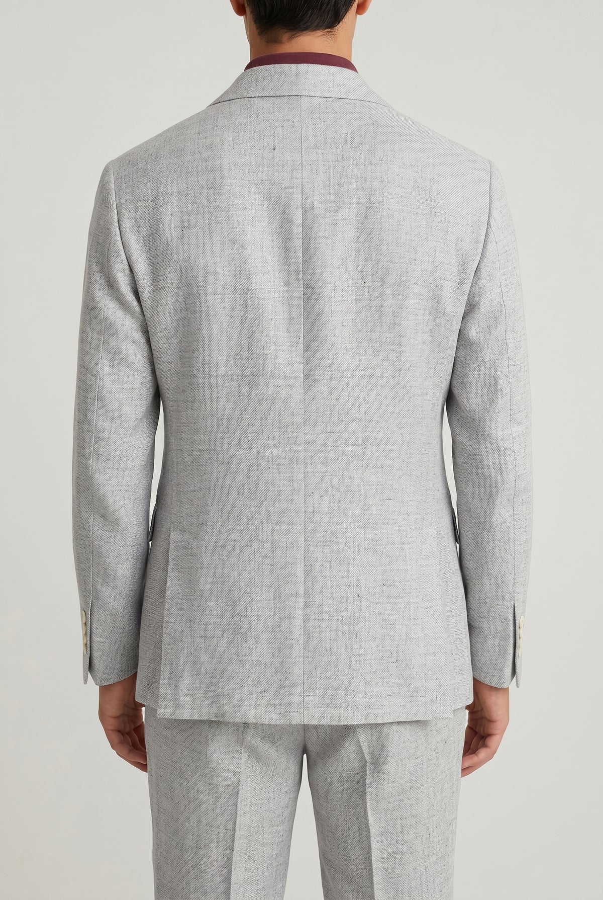 BRUNELLO CUCINELLI MEN'S LIGHT GREY LINEN WOOL BLAZER
