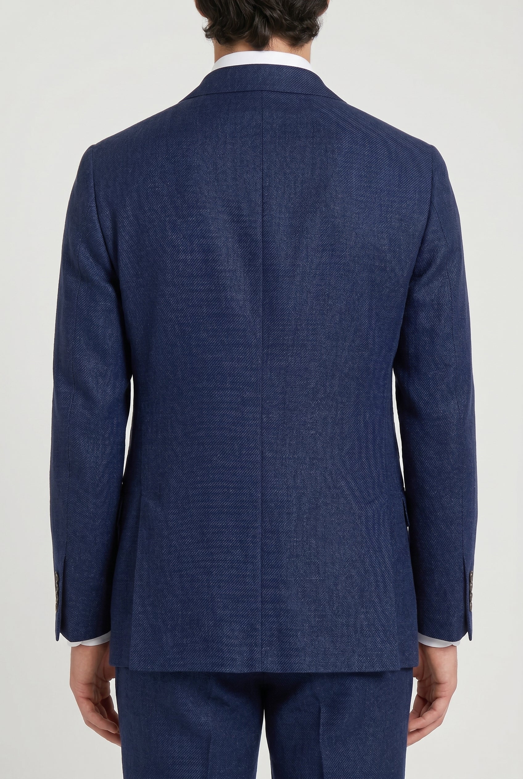 BRUNELLO CUCINELLI MEN'S INDIGO LINEN WOOL TAILORED SUIT