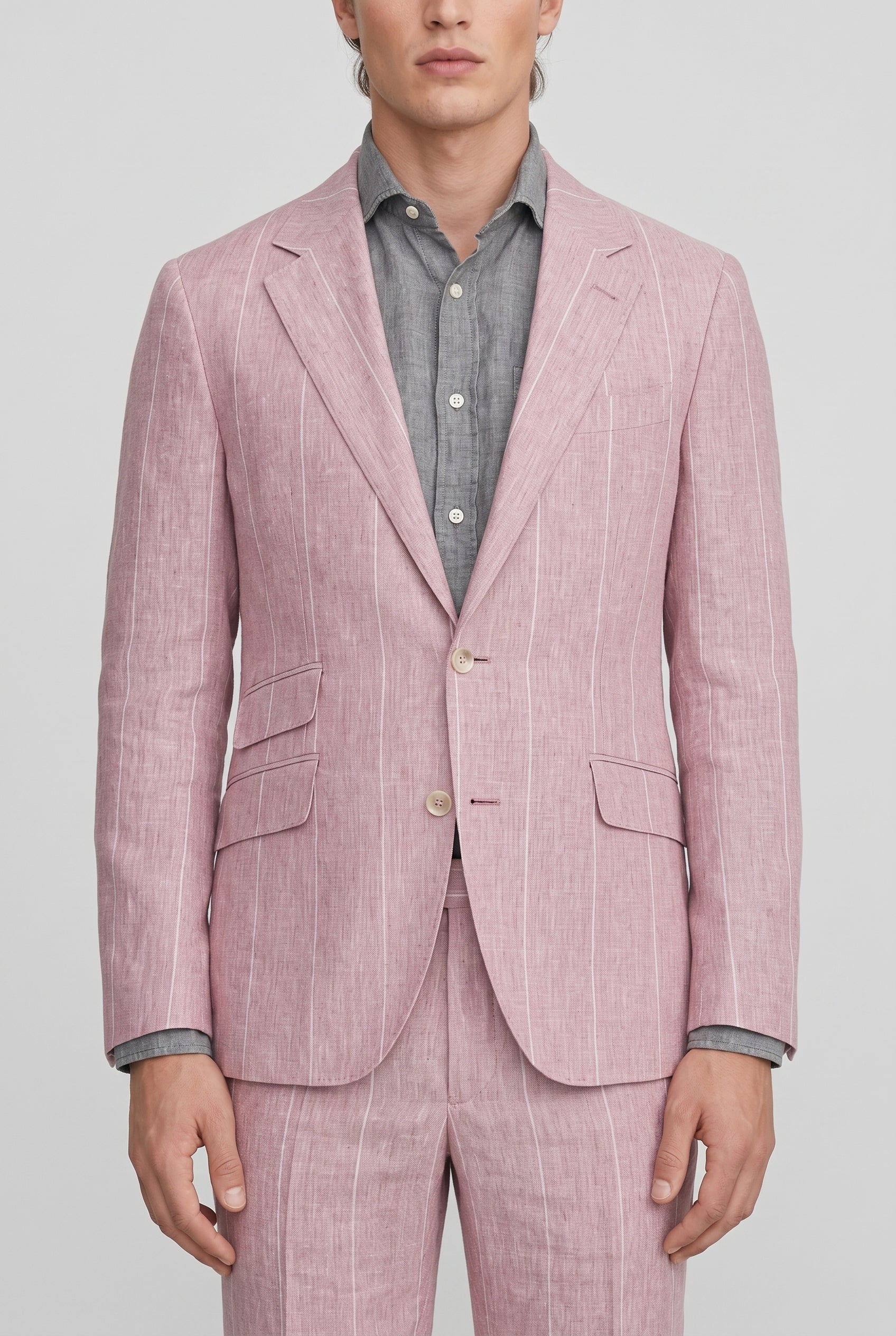 BRUNELLO CUCINELLI MEN'S ROSE LINEN TAILORED SUIT
