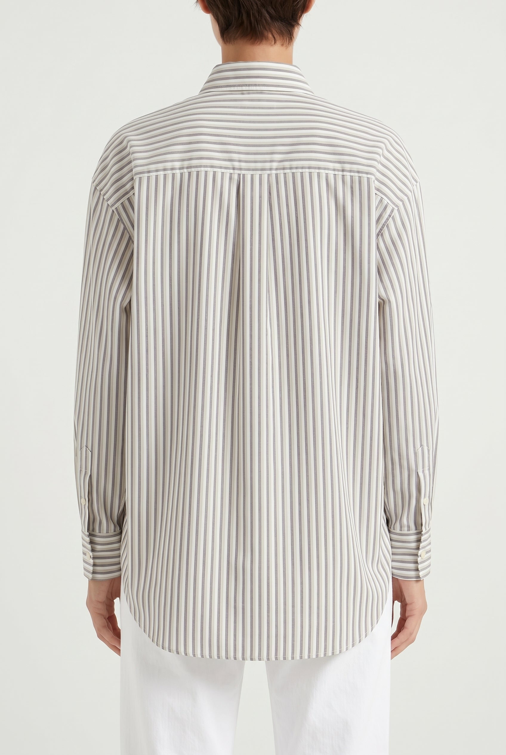 BRUNELLO CUCINELLI WOMEN'S BEIGE STRIPED SILK SHIRT