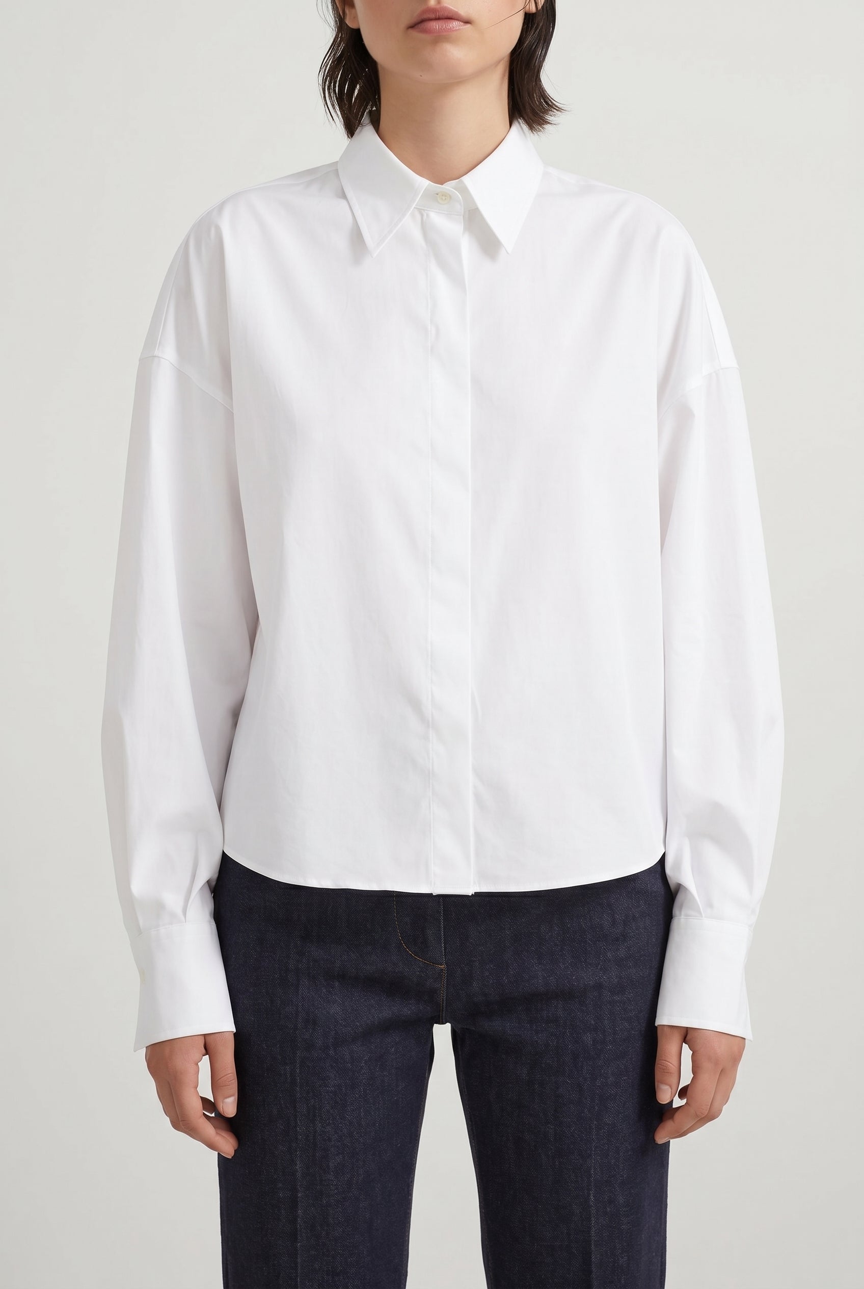 BRUNELLO CUCINELLI WOMEN'S WHITE OVERSIZED COTTON SHIRT