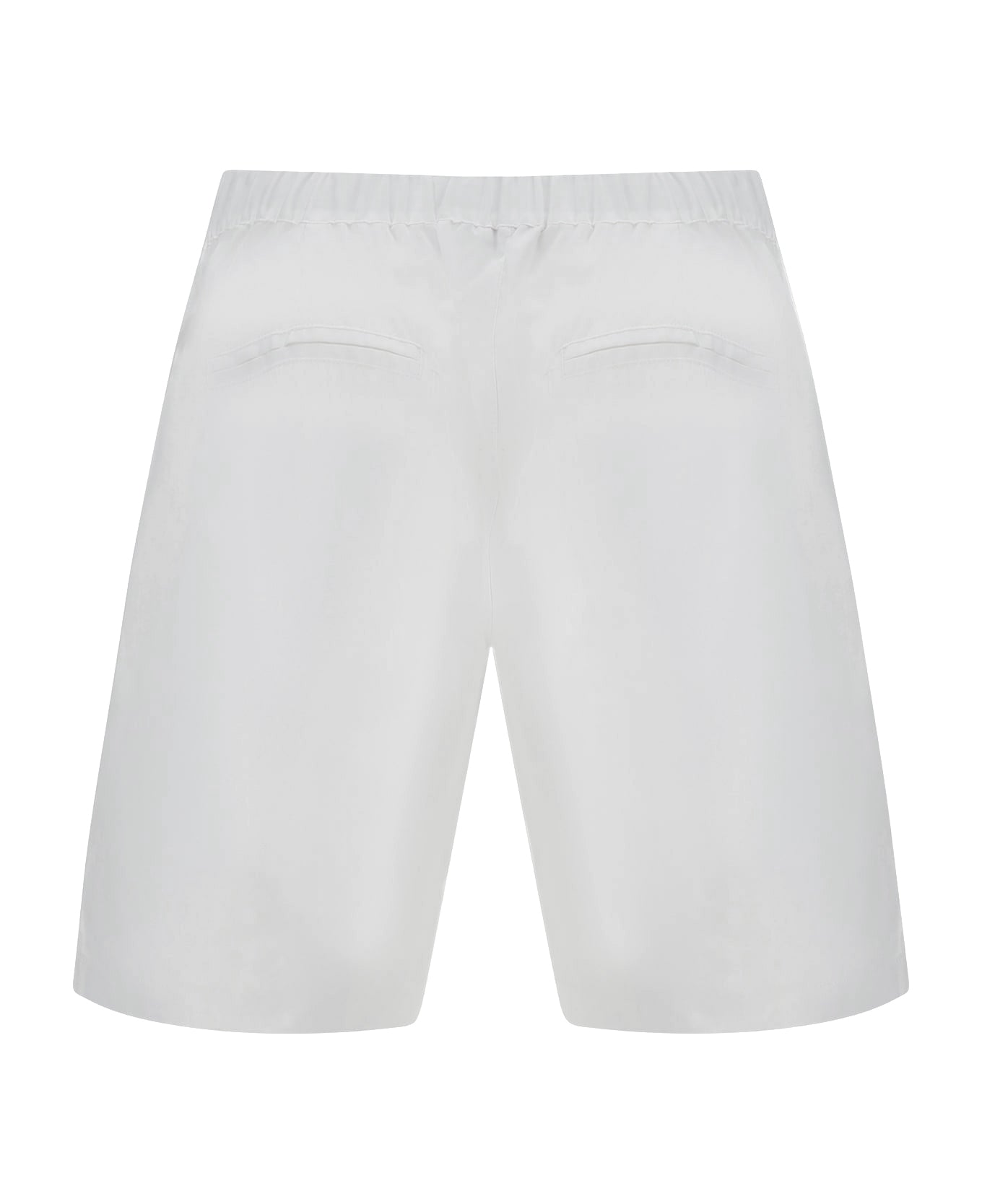 BRUNELLO CUCINELLI MEN'S WHITE TAILORED SHORTS WITH BUTTON DETAIL
