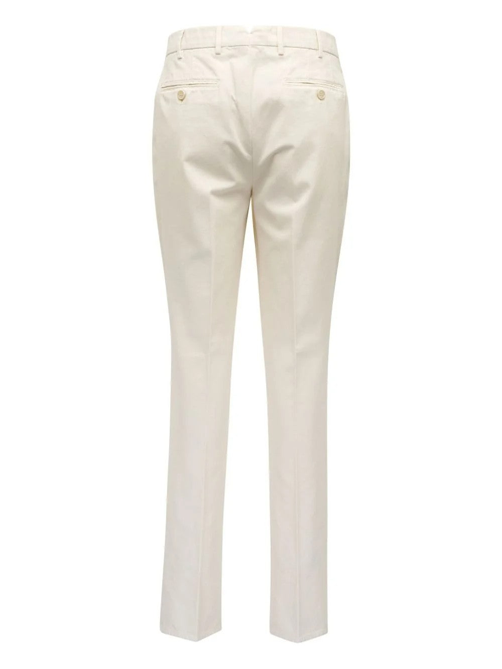 BRUNELLO CUCINELLI MEN'S OFF WHITE TAILORED COTTON TROUSERS