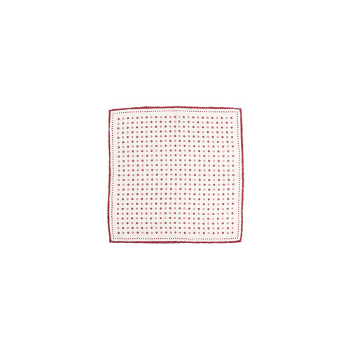 BRUNELLO CUCINELLI MEN'S RED SILK PATTERNED POCKET SQUARE