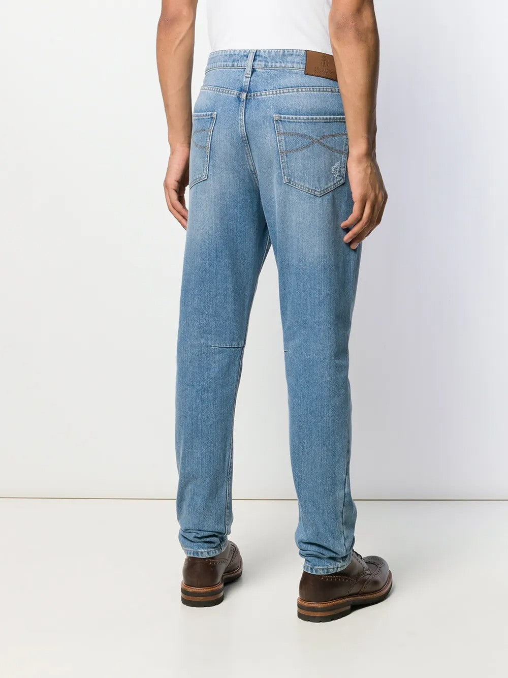 BRUNELLO CUCINELLI MEN'S LIGHT BLUE RELAXED DENIM TROUSERS