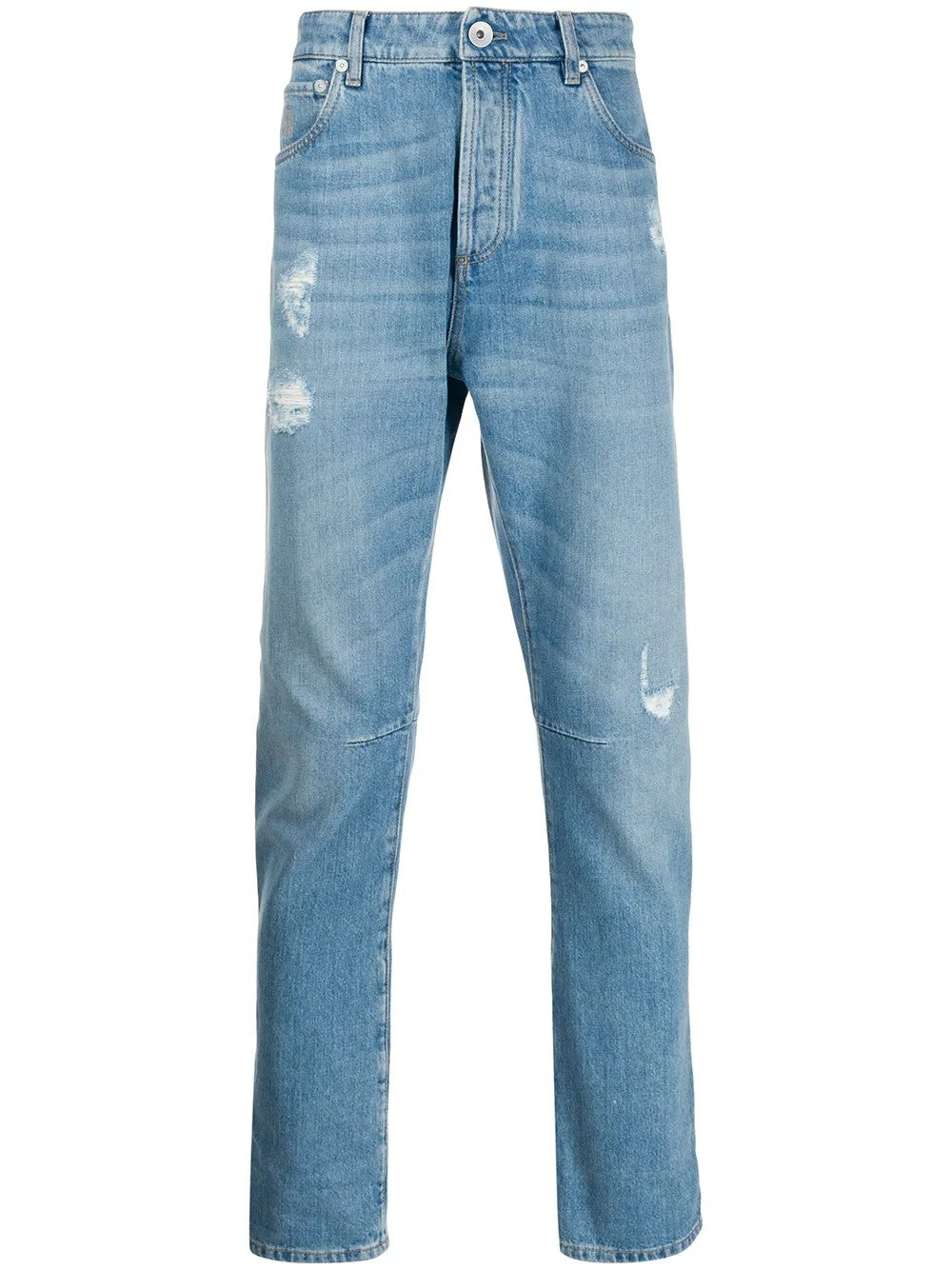 BRUNELLO CUCINELLI MEN'S LIGHT BLUE RELAXED DENIM TROUSERS